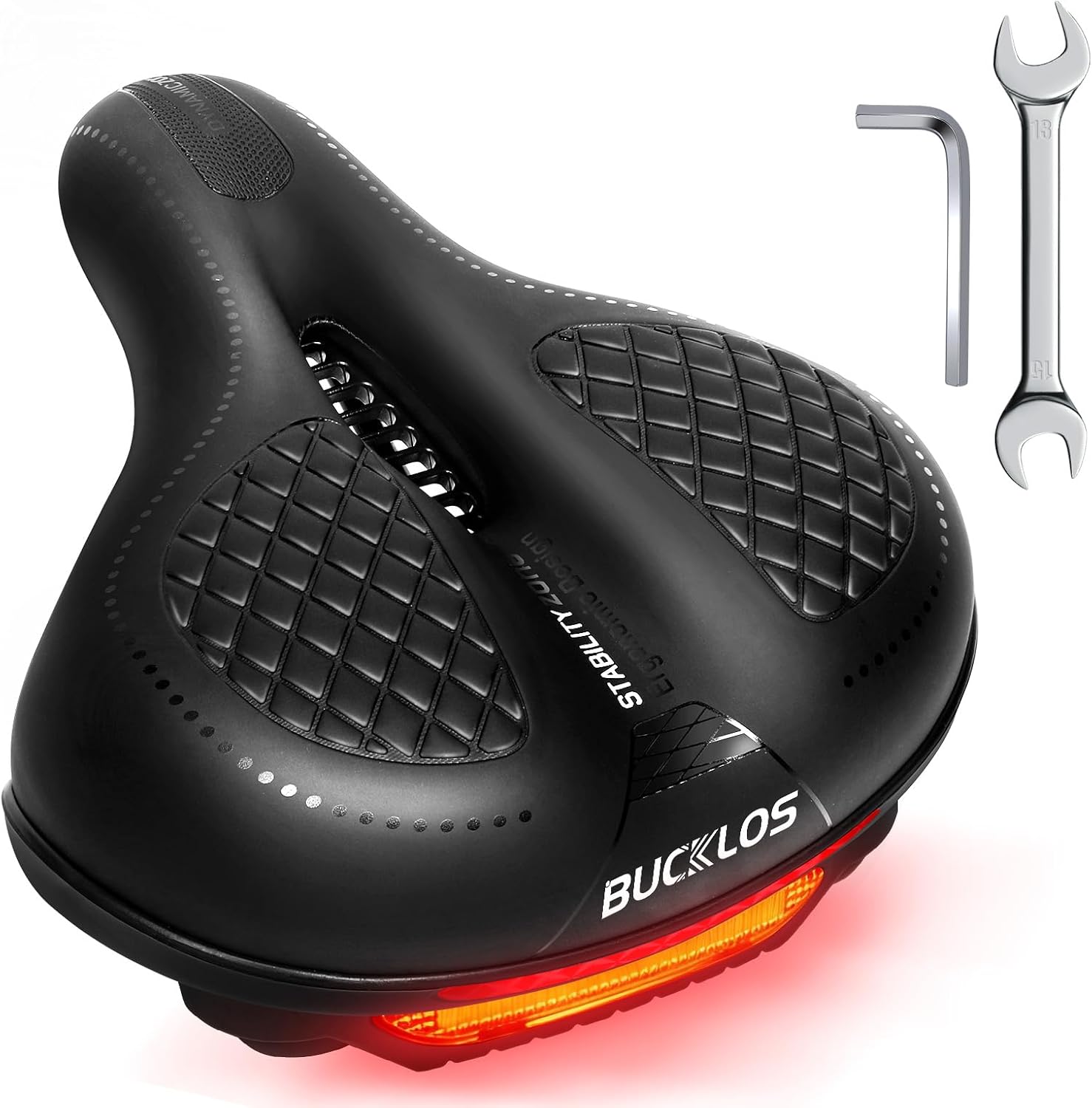 BUCKLOS Comfortable Bike Seat Cushion for Men Women Wide Bicycle Sadd RED