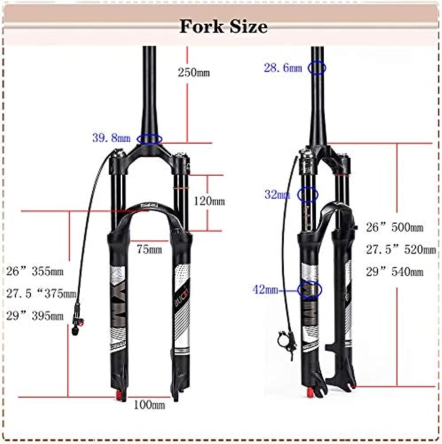 Mtb fork 2025 size chart