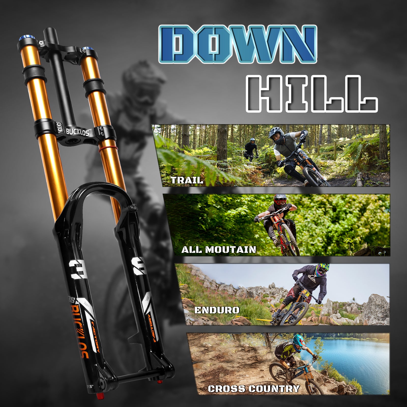 38+ Full Suspension Downhill Mountain Bike BUCKLOS Factory 38 27.5/29 inch Downhill Dual Crown Air Suspension For