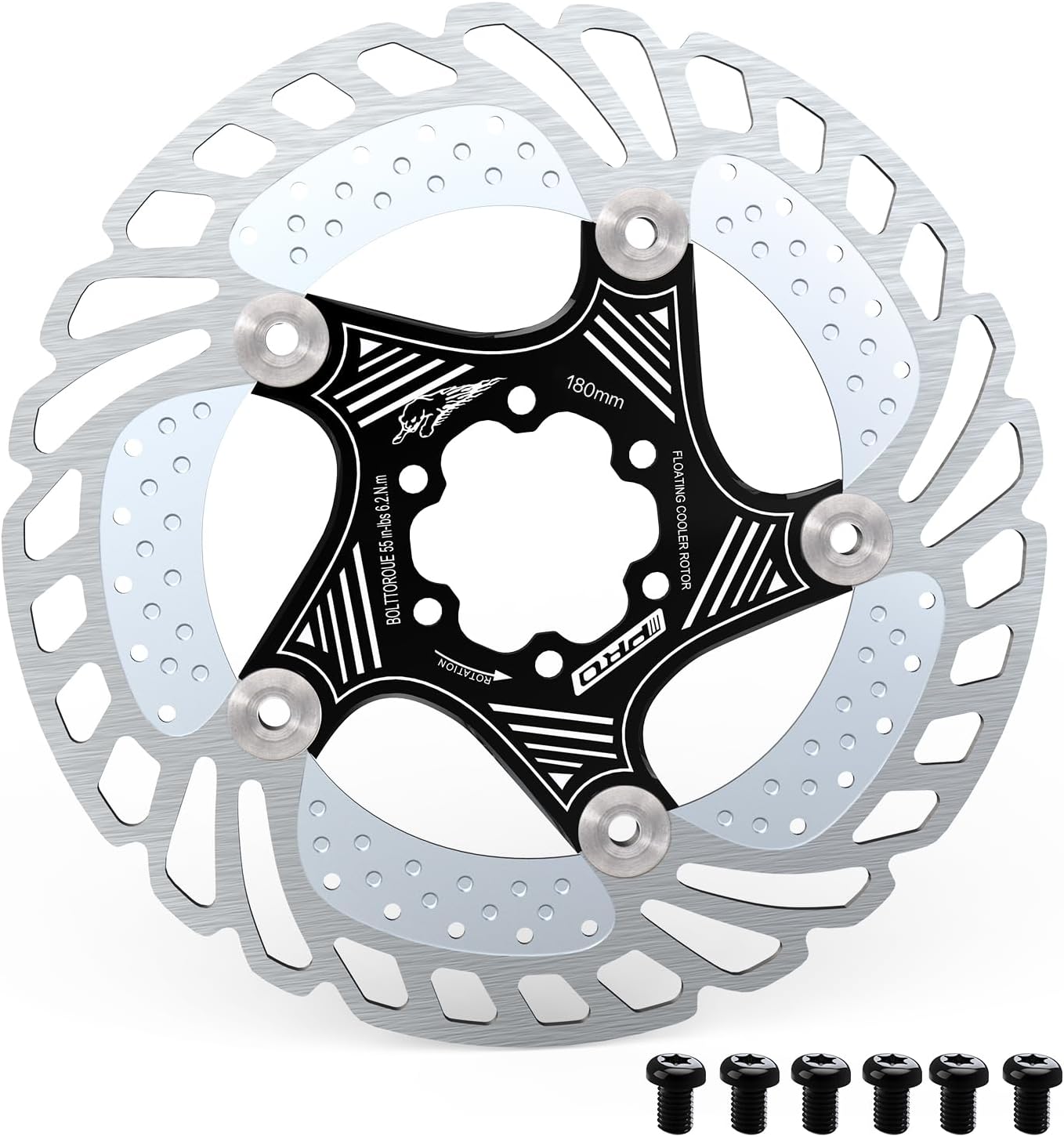 2025 IIIPRO AR68 180mm Floating Bike Disc Brake Rotor with 6 Bolts for Road Bike/Ebike/BMX