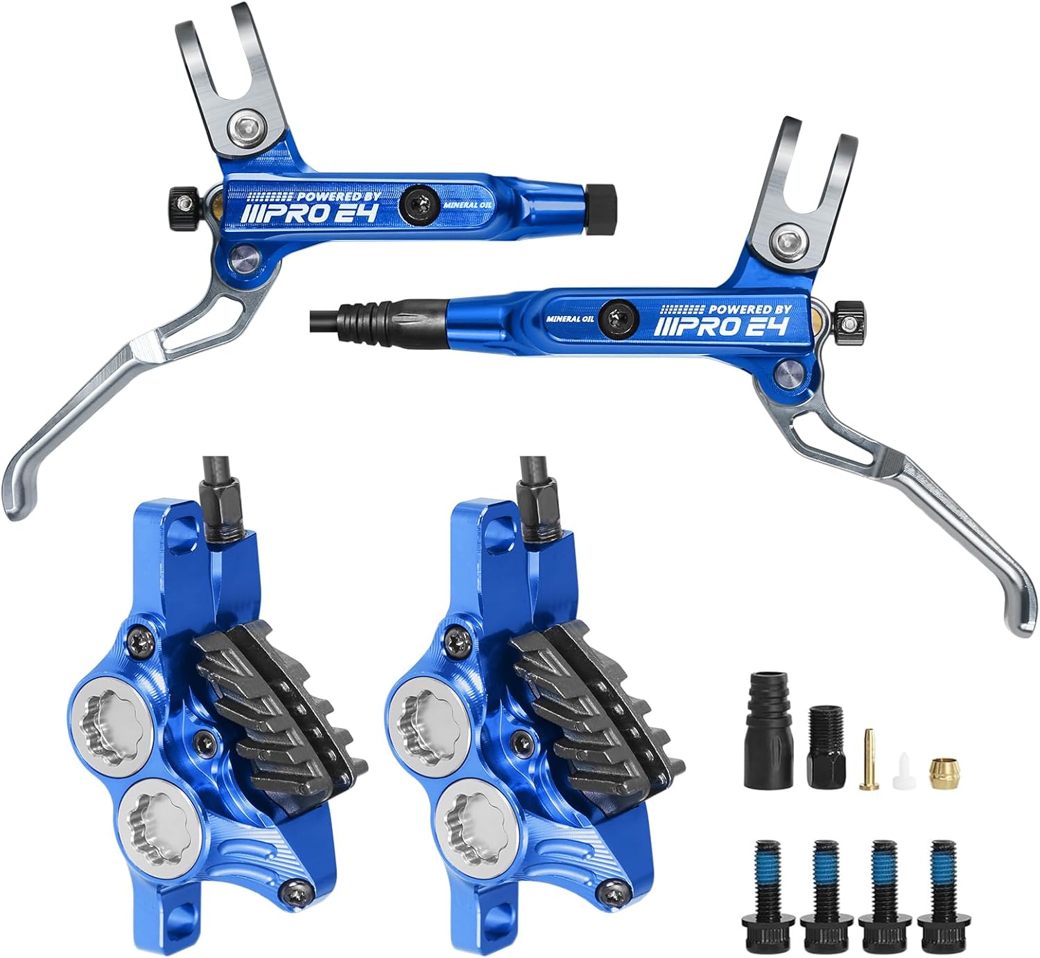 2025 IIIPRO E4 Hydraulic Disc Brake Set Front 800mm and Rear 1550mm with Ceramic Brake Pad for Mountain Bike(Pre-Bled)