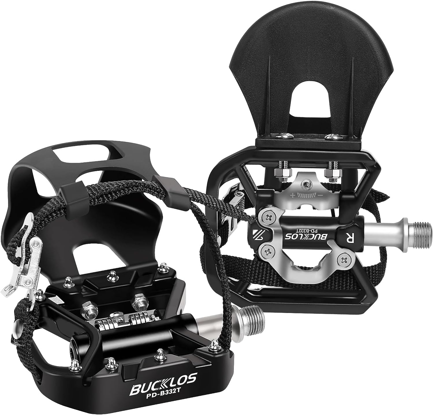 Bucklos Bike Pedals with Toe Cages and Straps