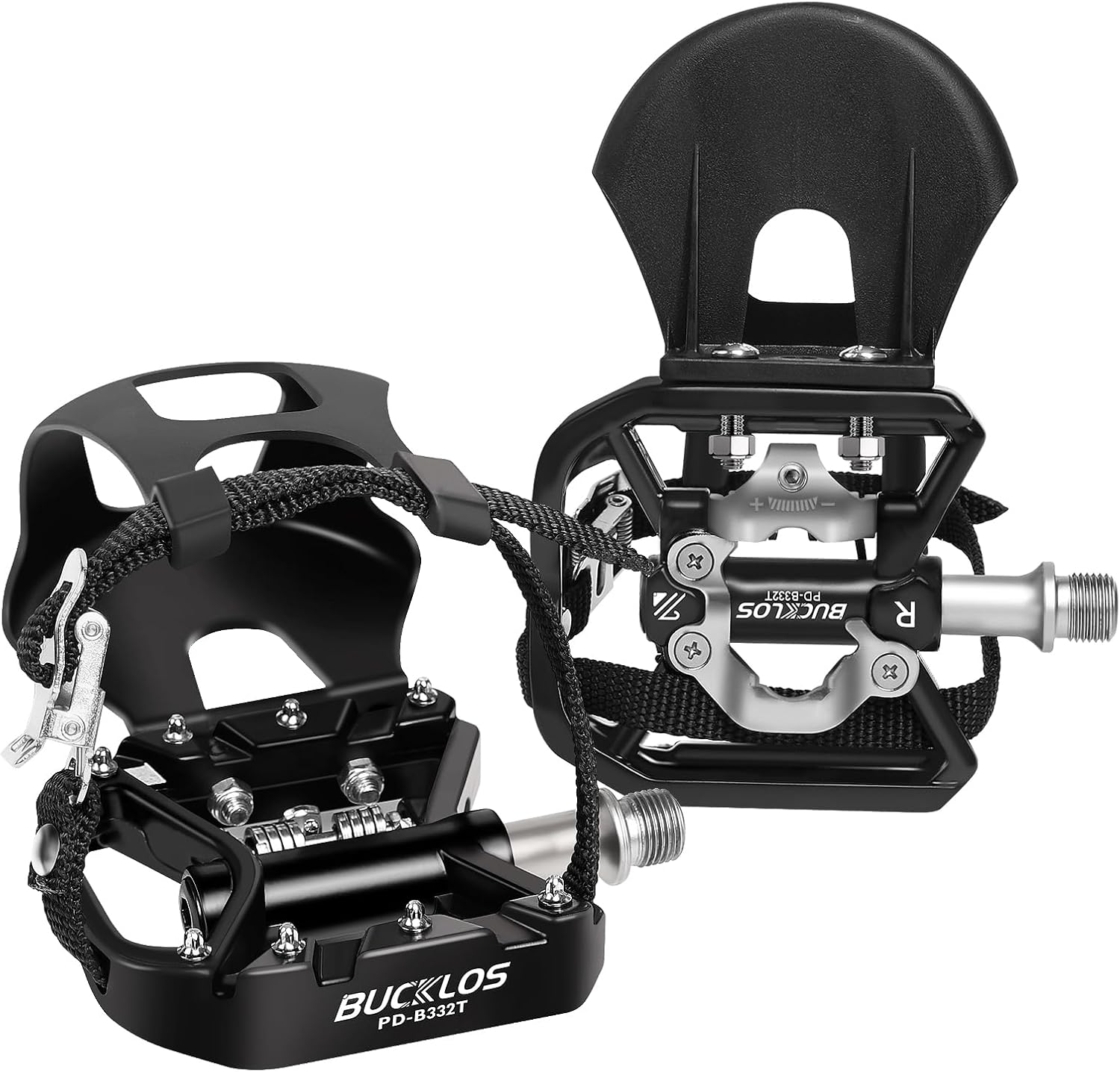 bike pedals with toe straps Bucklos Bike Pedals with Toe Cages and Straps