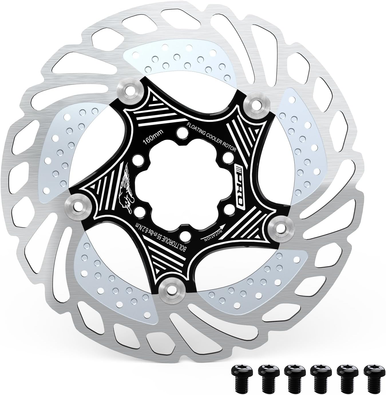 2025 IIIPRO AR68 160mm Floating Bike Disc Brake Rotor with 6 Bolts for Road Bike/Ebike/BMX
