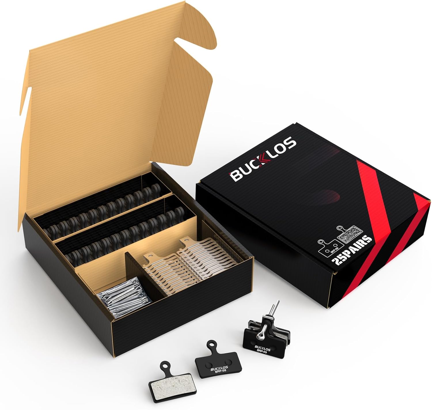 BUCKLOS 25PC BRP-03 Bike Disc Brake Pads for Shimano XT Br-M8000 M785 XTR M9000 M9020 M987 M988 SLX M7000 M675 M666 Deore M615 RS785 Alfine S700 for MTB/Ebike/Road Bike/Scooter
