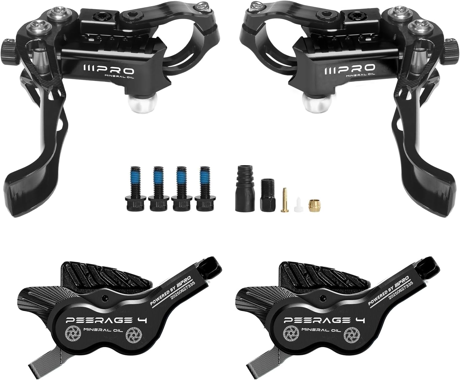 2025 IIIPRO PEERAGE4 4-Piston MTB Hydraulic Disc Brake Set,F850mm/ R1550mm (Black)