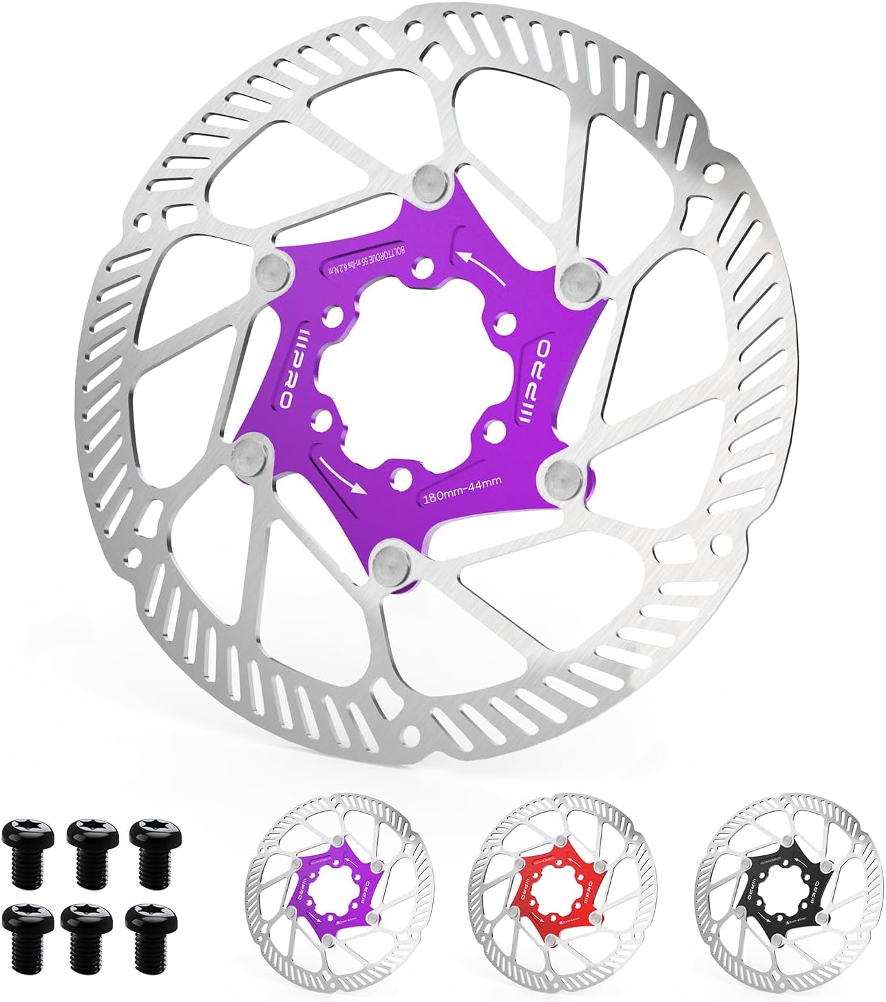 2025 IIIPRO A2 140mm 160mm 180mm 203mm Floating Bike Disc Brake Rotor fit Road Bike/Ebike/BMX(Purple)