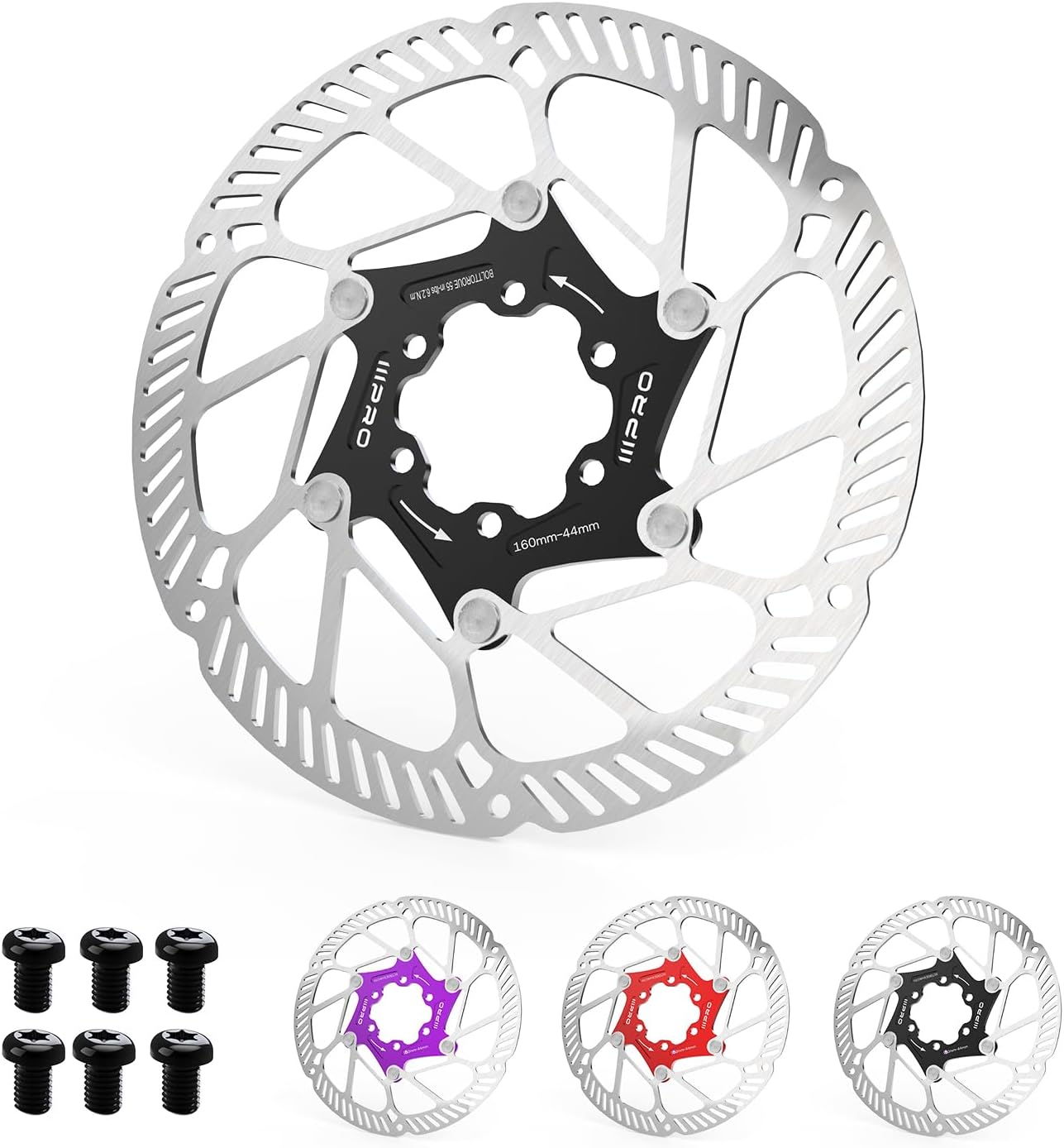 2025 IIIPRO A2 140mm 160mm 180mm 203mm Floating Bike Disc Brake Rotor with 6 Bolts fit Road Bike/Ebike/BMX(Black)