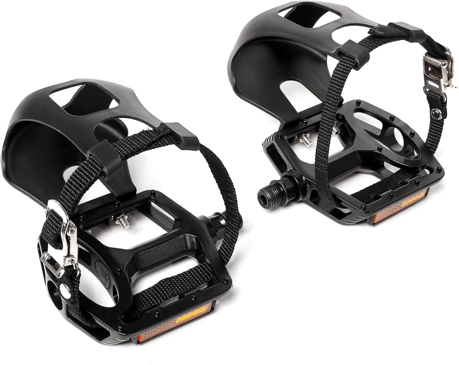 Bucklos Bike Pedals with Toe Cages and Straps