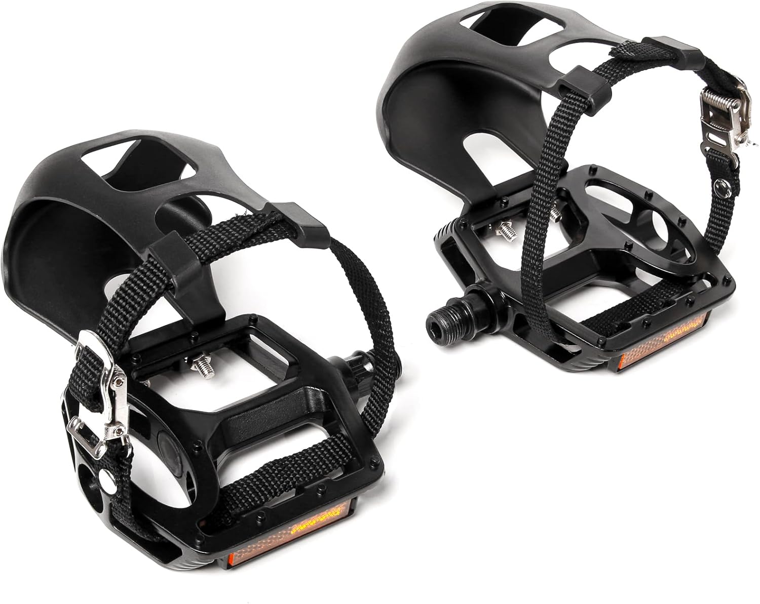 bike pedals with straps Bucklos Bike Pedals with Toe Cages and Straps