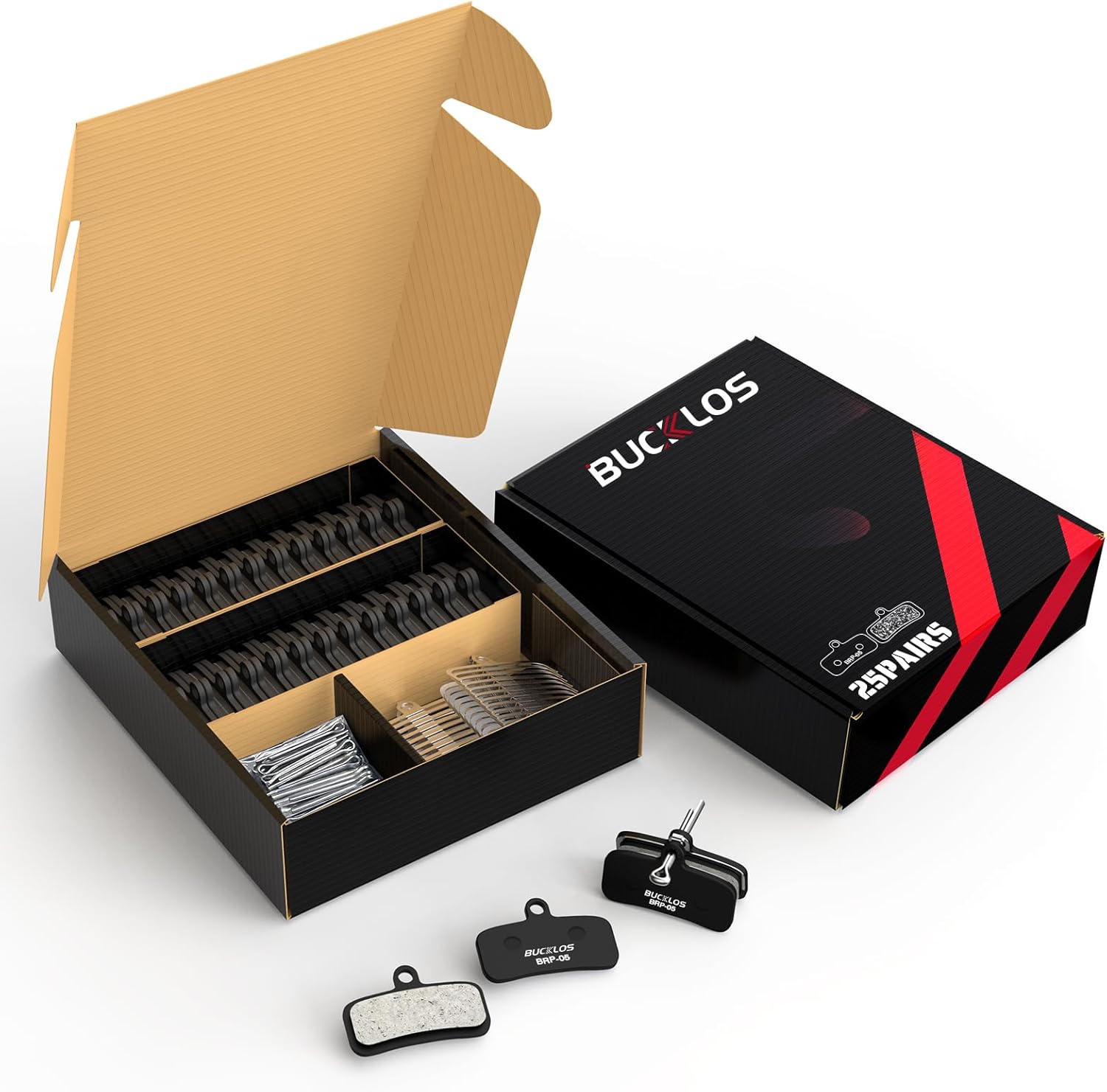 BUCKLOS 25PC BRP-05 Bike Disc Brake Pads  4 Piston Pads for Shimano D02S D03S Saint Deore XT XTR SLX Zee/Tektro/TRP for Mountain Bike/Road Bike/Ebike/MTB