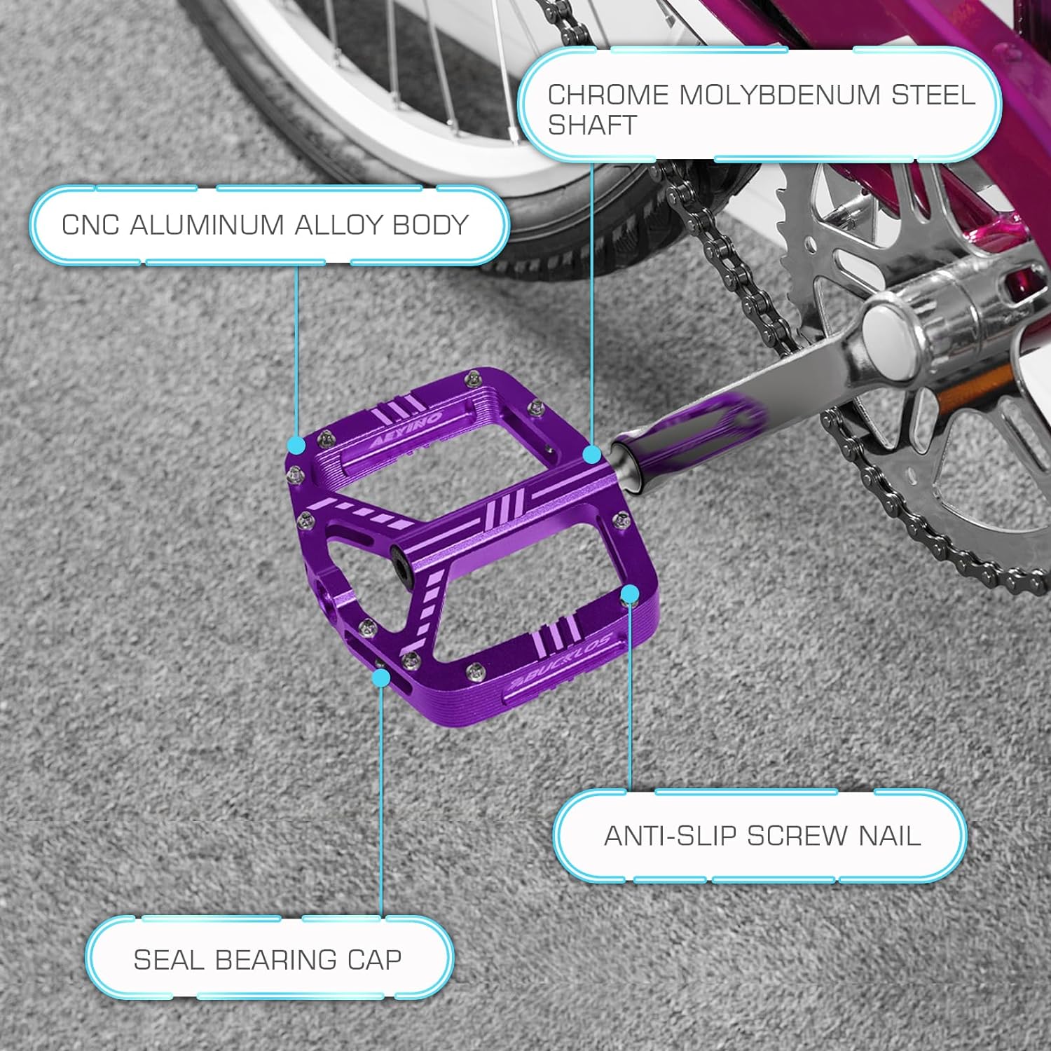 bicycle pedal shaft BUCKLOS MTB Flat Pedals Mountain Bike Pedals,Adult Road Bicycle Pedal