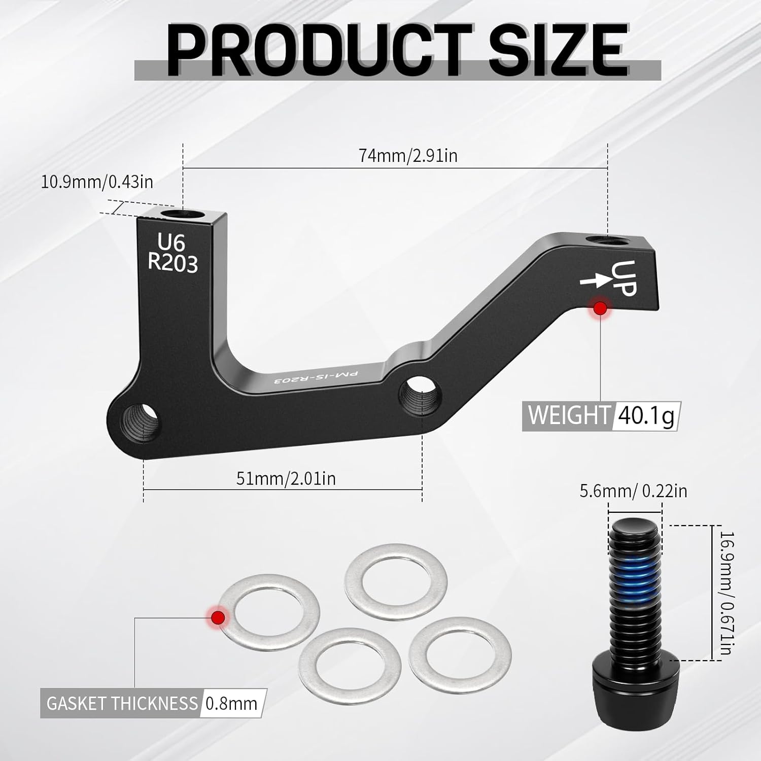 BUCKLOS IS Rear 203mm Disc Brake Caliper Mount Adapter with Bolts(R160 ...