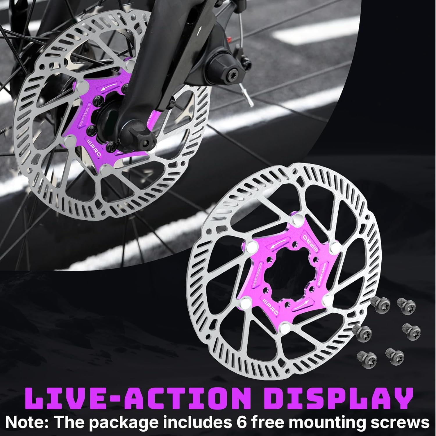 IIIPRO_A2_Purple_Disc_rotor_live_dispaly including screws