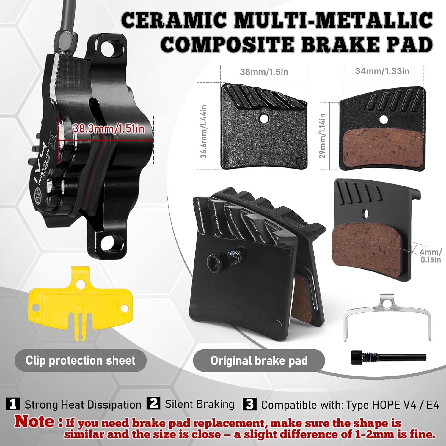 IIIPRO_iv4_hydraulic brake pads materials fit with HOPE V4-E4