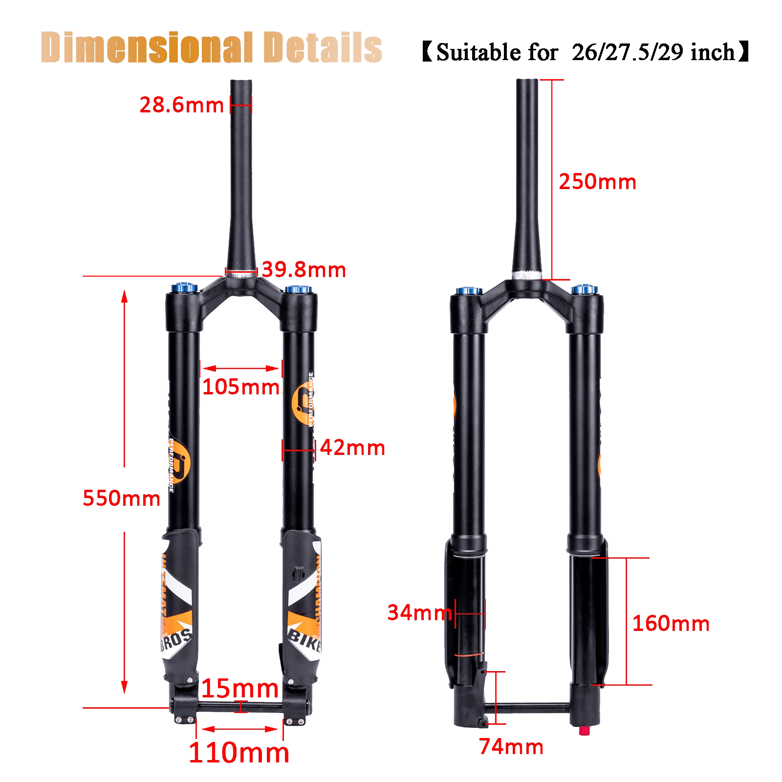 Air Inverted Fork Dimensions