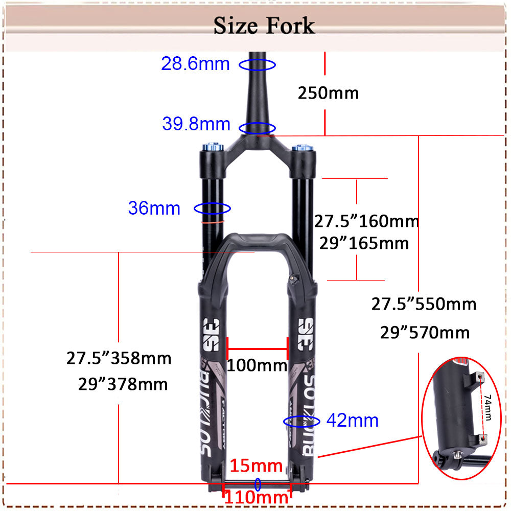 Bucklos Air Fork Size