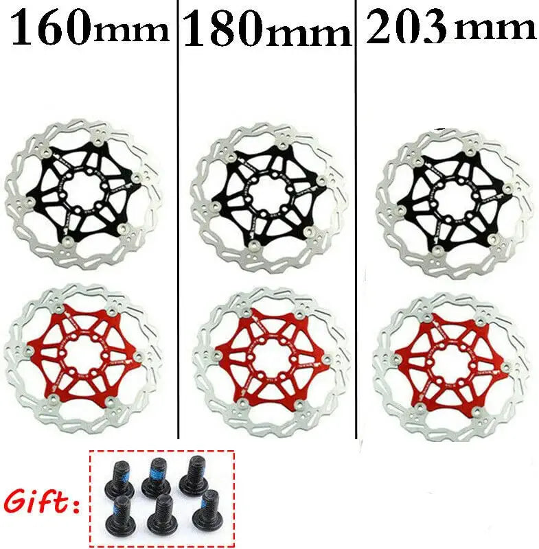 BUCKLOS 6-Bolt Floating Bike Rotor – 160/180/203mm, MTB Road, Shimano Compatible