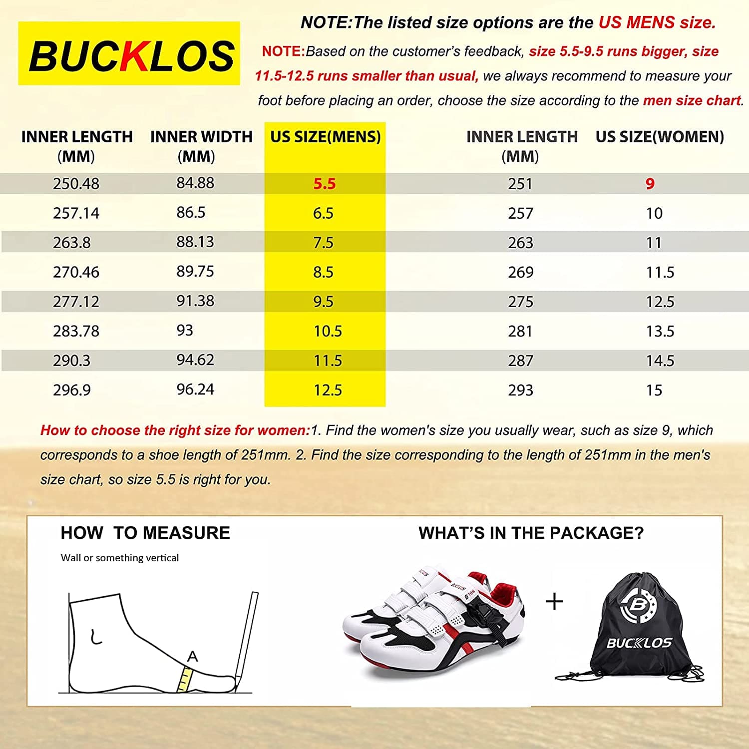MTB Cycling Shoes Size Guide
